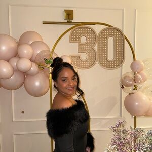 Off the shoulder black faux fur mini dress